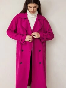 BizChic Áo khoác dài tay đơn giản màu trơn giản dị dành cho nữ, trang phục công sở thường ngày mùa thu dành cho nữ - Màu Hồng Tươi - Xem 8