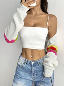 SHEIN MOOSTA Áo len nữ dài tay thường ngày đầy màu sắc - Nhiều màu - Xem 4