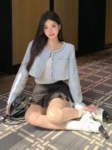 DAZY 女士优雅短款外套，适合派对、返校、秋季穿着，女式外套