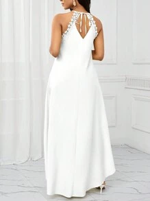 SHEIN Lady Holiday Dresses Wedding Guest Dress Women's Dresses Summer Women Dresses Holiday Leisure Long Suspender Dress - White - View 2