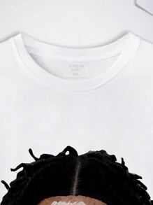 INAWLY 大码女式夏季图案印花圆领短袖休闲 T 恤 - 白色 - 查看 4