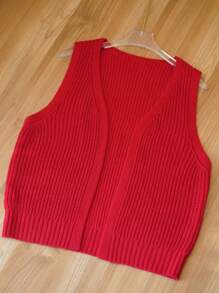 INAWLY 女士短袖休闲宽松开衫 - 紅色 - 查看 3