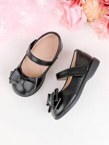 Back To School/Party Trang trí nơ đen thanh lịch Giày đế bệt cho trẻ em - màu đen - Xem 4