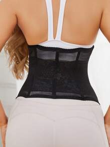 Women Crew Neck Backless Fashion Casual Drawstring Waist Zipper Design Sportswear - Black - View 2