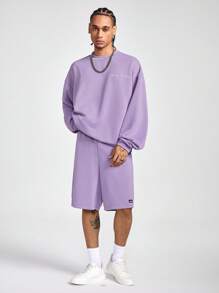 Manfinity VCAY Conjunto de sudadera de manga larga holgada y tejida para hombre, para otoño e invierno - Gris - Ver 3