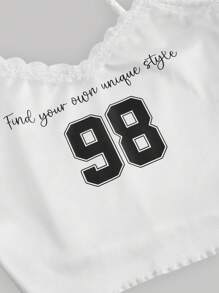 SHEIN MOD White Letter Print Sports Style Women Tank Top, Blokecore, Concert Apparel Football Shirt Women Tops Jersey Cute Tops - White - View 3