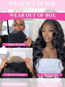 Body Wave Wear&Go 4X4 Lace Closure Wig Pre Plucked Pre Cut10-28 Inch Brazilian Glueless Human Hair Wig Beginner Friendly Natural Black Color - Natural Black - View 9