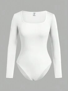 SHEIN Girlism Mono térmico de manga larga, cuello alto, ajuste delgado, informal y minimalista, para niñas preadolescentes, color negro y blanco