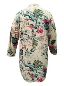 Plus Size Women Floral Print Casual Long Blouse Shirt - Multicolor - View 2