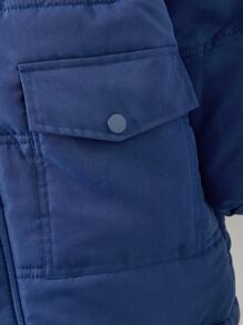 Tween Boy Navy Blue Midi Length Padded Coat Winter - Navy Blue - View 7