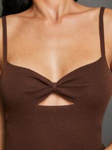 WESTFADE Camiseta sin mangas de salir con corte - Café integral - Ver 8