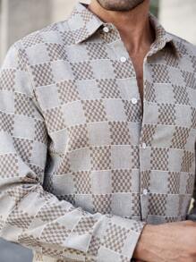 Manfinity Homme Áo Sơ Mi Nam Dài Tay In Họa Tiết Kẻ Sọc - Nhiều màu - Xem 2