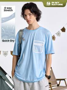 In My Nature Camiseta casual minimalista de cuello redondo de manga corta y color liso para hombres, para la escuela