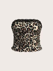 SHEIN EZwear Plus Size Women's Casual Leopard Print Elastic Knit Bodycon Sleeveless Tank Top, Fall/Winter - Multicolor - View 2