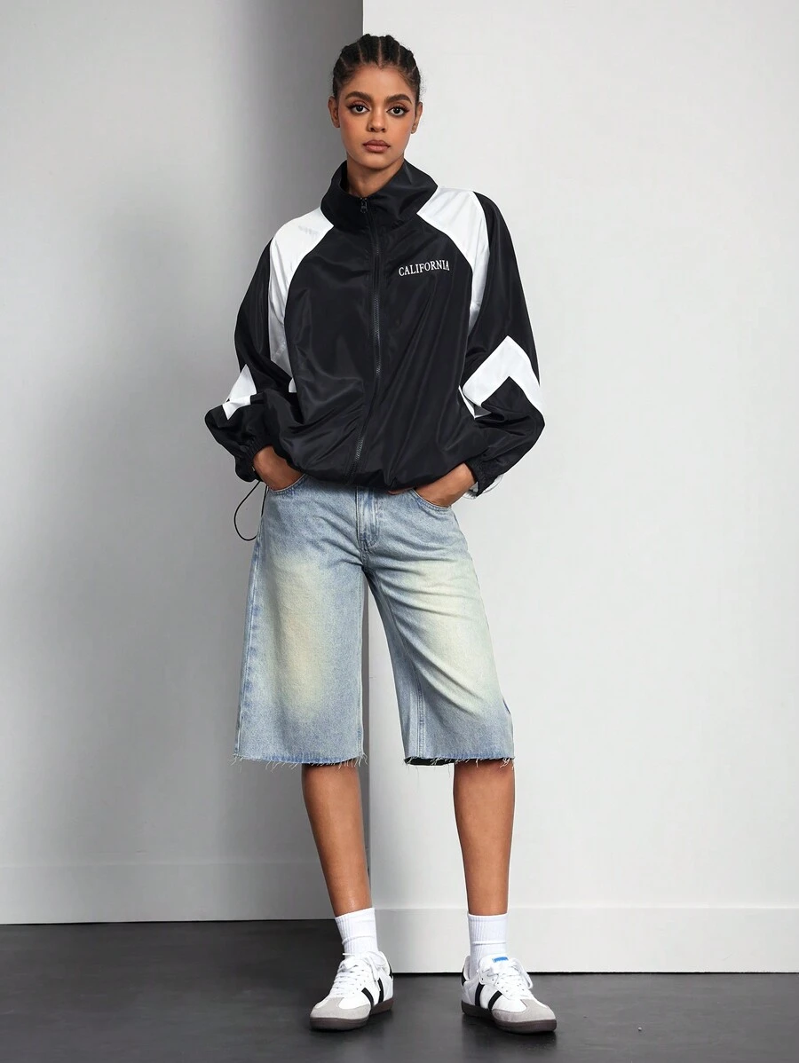 Quần jean lửng denim wash mùa hè dành cho nữ - Màu xanh lam - Xem 1