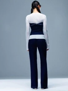 SHEIN Unity 牛仔拉链前折叠无肩带上衣 - 寶藍色 - 查看 7