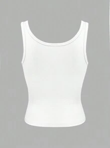 GAOVOT Women's Y2K Sexy Square Neck Button Casual Camisole Top, Spring/Summer - White - View 9