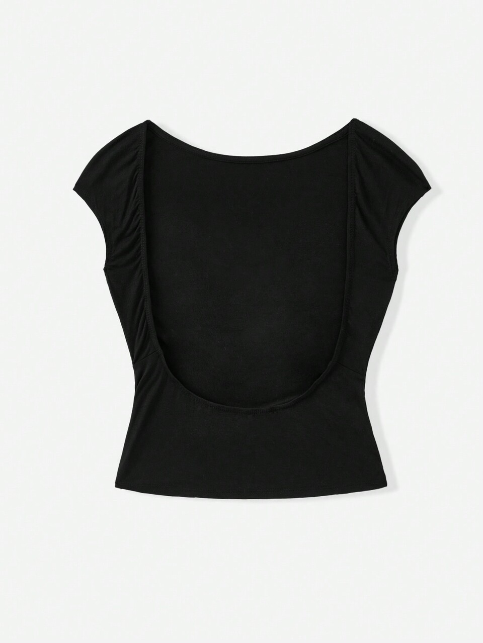 Backless Butterfly Rhinestone Black Short Sleeve T-Shirt