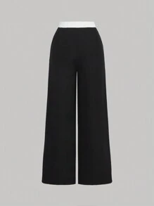 SHEIN MOD Colorblock Retro College Style Women's Long Pants Old Money Style Back To School Clothes