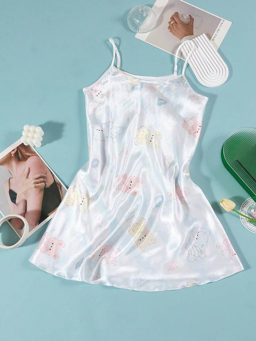 Women's Petite Printed Sleeveless Slip Dress For Summer - Baby Blue - View 1