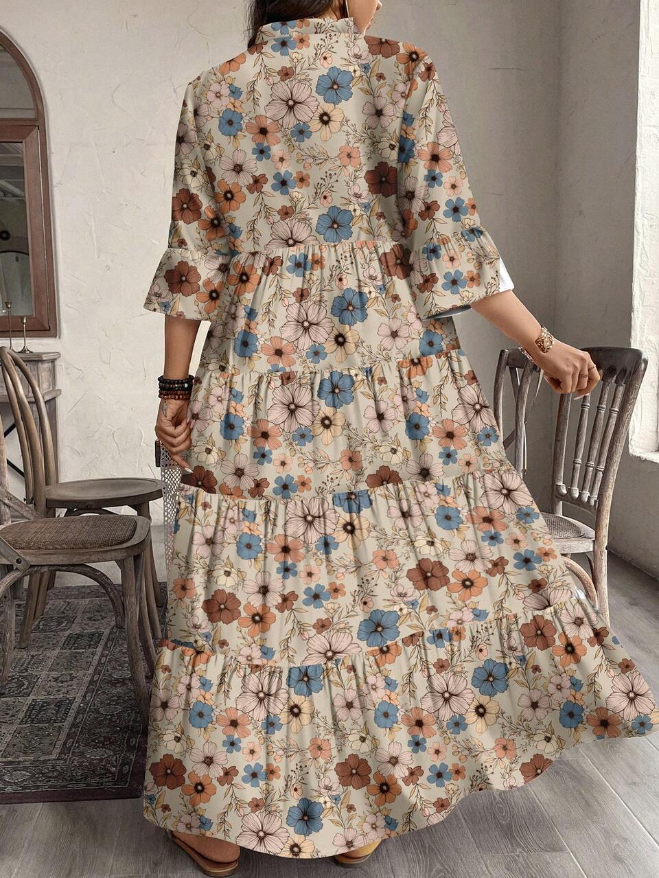 Casual, Elegant Plus Size Dress, Suitable For Autumn/Winter