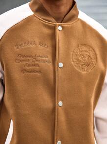 Manfinity Homme Áo khoác ngoài thường ngày màu trơn có túi dài tay khóa kéo phía trước dành cho nam, mùa thu/đông - Lạc đà - Xem 7