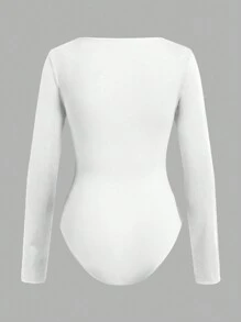 SHEIN Girlism Mono térmico de manga larga, cuello alto, ajuste delgado, informal y minimalista, para niñas preadolescentes, color negro y blanco