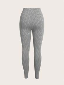 SHEIN EZwear 女款双色针织高弹力腰紧身裤 - 彩色 - 查看 6