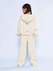 SUMWON Tween Girls Overhead Hoodie And Loose Fit Jogger With Embroidered New York Design 2 Piece Set - Yellow - View 2