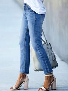 New Style Casual All-Match Versatile Double-Breasted Denim 3/4 Pants - Dark Wash - View 3