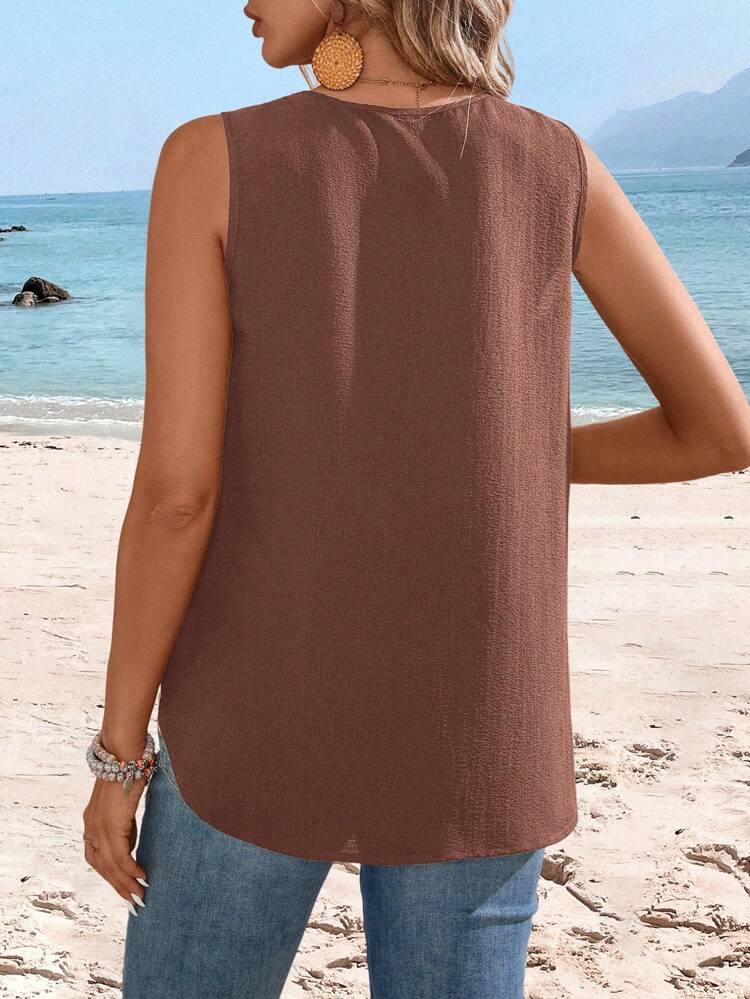 Women's Solid Color Sleeveless Blouse, Summer,Vacation