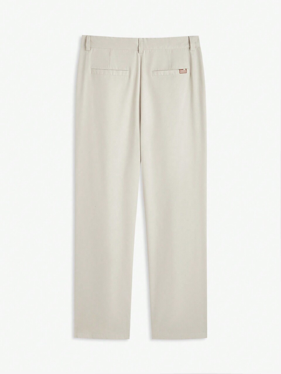 Men's Woven Loose Fit Apricot Long Straight Leg Casual Pants With Leather Tag