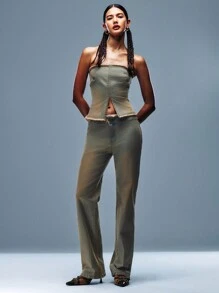 TypaGal Vintage Denim Raw Hem Cotton Straight Leg Jeans For Casual Wear