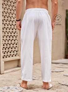 Manfinity KASUA Pantalon court blanc à cordon de serrage en coton pour hommes - Blanc - Voir 2