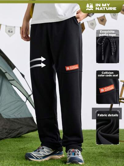 In My Nature Men's Straight Leg Casual Chic Fashionable Versatile Patch Sweatpants & Jogging Pants School