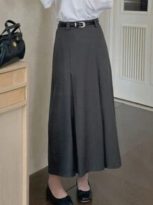 DAZY Women Casual Solid Color Pleated Skirt,Fall Clothes Winter Women Skirts - Grey - View 1