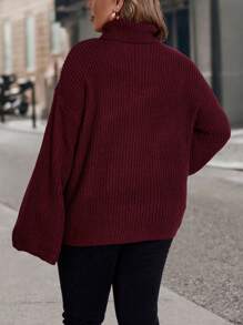 SHEIN LUNE Plus Size Casual Loose Fit High Neck Knit Sweater Pullover With Intricate Raised Knit Texture For A Relaxed Look. Parties, Music Festivals, Home Wear, Back-To-School Events, Gifting, And Shopping.Winter Clothes,Country Tops,Fall Sweaters