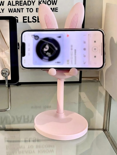 قاعدة محمول وهاتف شكل أرنب قابلة للطي مصنوعة من بلاستيك ABS وألومنيوم ، قابلة للتعديل لتزيين الحفلات والأعياد والمنزل وغرفة المكتب والمدرسة