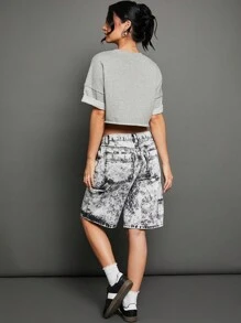 WESTFADE Quần short Cargo không co giãn, giặt axit 100% Cotton cao cấp - màu đen - Xem 2