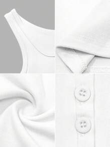 GAOVOT Women's Y2K Sexy Square Neck Button Casual Camisole Top, Spring/Summer - White - View 10