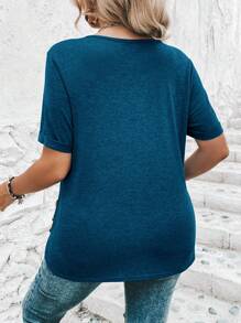 SHEIN Clasi Camiseta de manga corta casual de unicolor talla grande