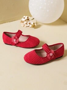 Zapatos planos con estampado floral para niñas pequeñas, primavera/otoño - Rojo - Ver 3