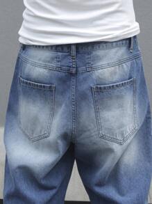 Manfinity Homme Vaqueros holgados de corte recto con bolsillos, casuales para hombre