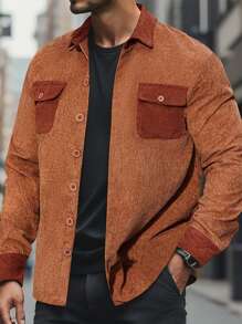 Manfinity Homme Chaqueta casual de manga larga con bolsillos para hombre, para primavera y otoño