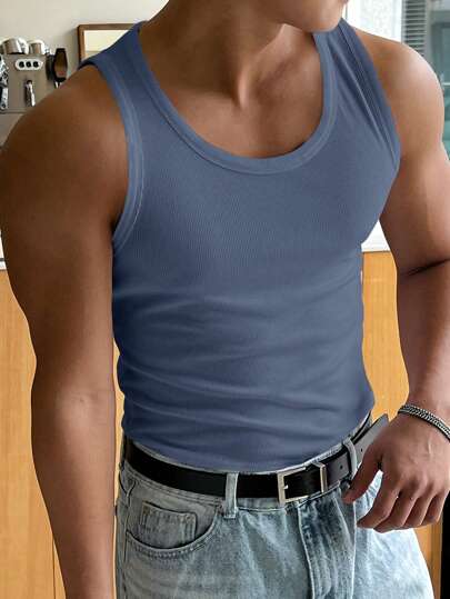 DAZY 男士休闲纯色修身无袖背心，夏季