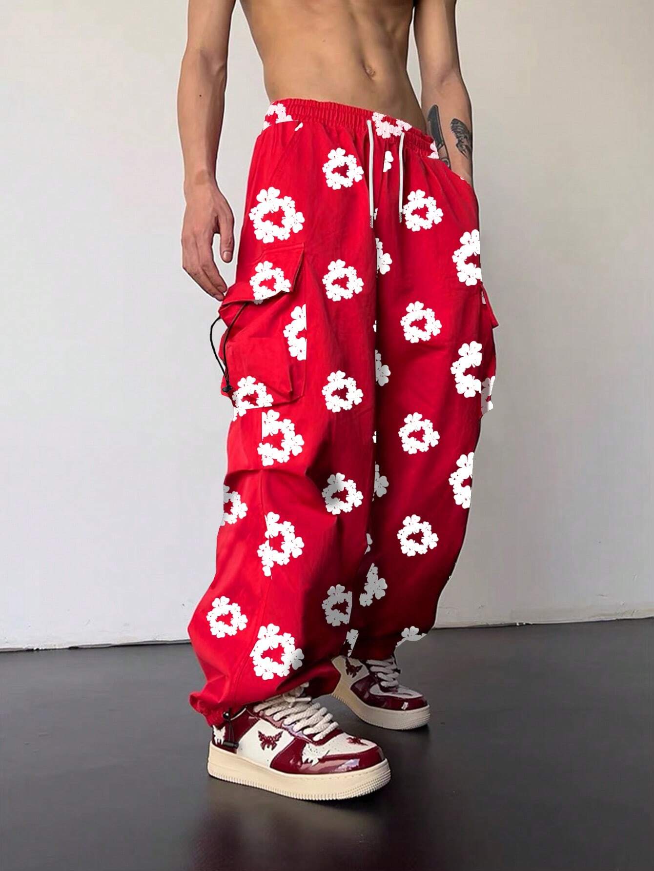 【新品未使用,タグ付き】FLOWER MOTIF SH.PANTS | MEN 作業服 シンメン SHINMEN ストレッチライトジョガーパンツ 06455
