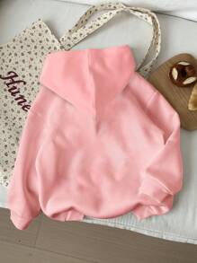 SHEIN Tween Girls' Casual Cartoon Graphic Print Oversized Long Sleeve Hooded Sweatshirt, Suitable For Autumn/Winter