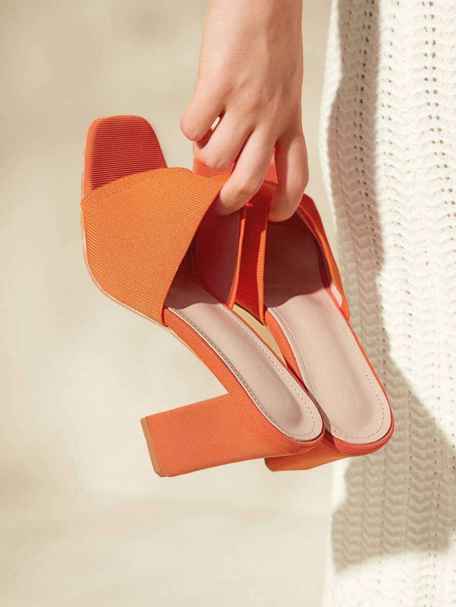 CUCCOO BASICS Woman Shoes Minimalist Chunky Heeled Mule Sandals, Funky Summer Heeled Sandals For Spring And Summer Vacation Shoes Summer Back To School Shoes College Student Shoes Halloween