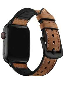 1pc Silicone Leather Band, Waterproof & Breathable, Soft & Comfortable, Compatible With Apple Watch 38/40/41/42/44/45/49mm, Compatible With Apple Watch Ultra/SE/8/7/6/5/4/3/2/1