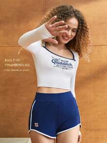 GLOWMODE GLOWMODE X HARRY POTTER FeatherFit™ Long-Sleeve Quidditch-Embroidered Ringer T-Shirt Low Impact Yoga Daily Casual